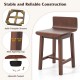 Swivel dining chair with low back and curved seat in walnut, featuring adjustable footpads for stability and comfort.