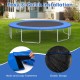 8 feet blue trampoline safety pad with elastic straps and hook and loop fasteners for secure installation and edge.