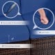 Close-up of soft, thick sponge padded cushions with removable covers for the 7-piece patio furniture set in navy.