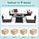 7-piece patio furniture set featuring a 50000 BTU fire pit table and soft cushions, ideal for outdoor relaxation.