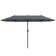 Large 13 ft gray patio umbrella with double-sided design and crank handle, perfect for outdoor shade coverage.
