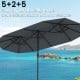 Large 13 ft gray patio umbrella with double-sided design and crank handle, perfect for poolside or patio shade.