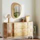 Bohemian irregular wall-mounted mirror with a sturdy wooden frame, perfect for entryway or living room decor.