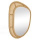 Bohemian irregular wall-mounted mirror with a natural wooden frame and rattan accents, perfect for entryway or living.