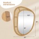 Bohemian irregular wall-mounted mirror with natural wooden frame, measuring 28" x 35", perfect for entryway or living.
