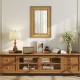 Rattan decorative wall mirror with wooden frame, ideal for living room or bathroom, showcasing rustic elegance and.