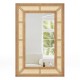 Rattan decorative wall mirror with wooden frame, ideal for bathroom or living room, showcasing rustic elegance and.