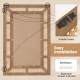 Rattan decorative wall mirror back view showing installation hooks and expansion screws for easy setup in any room.