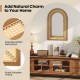 Rattan wall-mounted decorative mirror with a sturdy wooden frame, ideal for entryway or living room elegance.