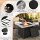 Patio furniture set featuring a 35-inch propane gas fire pit table with a marble tabletop and PE rattan, ideal for.