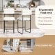 Counter height bar stools set of 2 with white teddy fabric, metal frame, and 8" ergonomic footrest for kitchen islands.