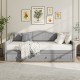 Twin size gray daybed with trundle, featuring a solid pine wood frame and elegant design, ideal for living rooms or.