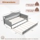Twin size daybed with trundle in gray, featuring slats support and wheels for easy pull-out, ideal for versatile.