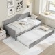 Twin Size Daybed with Trundle and Slats Support on Wheels - Gallery View 6 of 14