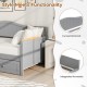 Twin size gray daybed with trundle, featuring a curved backrest and integrated armrests for versatile use in any space.