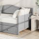 Twin size gray daybed with trundle, featuring smooth wheels and a solid pine wood frame, perfect for guest rooms.