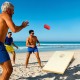 Solid wood cornhole board set with bean bags, perfect for beach games and outdoor fun.