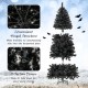 Three-section design of a 7 ft artificial Christmas tree with black leaves and warm LED lights for easy storage and.