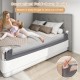 Foldable 71-inch baby bed guard rail in gray with adjustable strap, providing safety and easy access for toddlers.