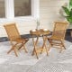 Folding outdoor teak wood chairs set of 2 with slatted seats and backrests, perfect for yard or beach relaxation.