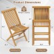 Folding outdoor teak wood chair with slatted seat and backrest, featuring a 265 lbs weight capacity for versatile use.