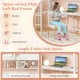 Twin size loft bed frame in white with integrated desk and floating shelves, perfect for home or dorm space-saving.