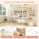 Twin size loft bed in white with integrated desk, shelves, and solid pine wood frame for home or dorm use.