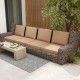Outdoor patio cushion set in brown with removable covers, featuring thick 4" foam for comfort and durability.