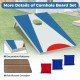 Portable 3 x 2FT cornhole board set with blue design, reinforced crossbar, and foldable legs for easy storage.