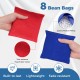 Red and blue tear-resistant bean bags for cornhole, made from peach skin velvet, lightweight and fade-resistant.