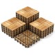 Pack of 30 brown acacia wood interlocking deck tiles with anti-slip surface, ideal for patios and balconies.