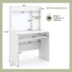 Dimensions of the Compact Office Computer Desk with Hutch, featuring a magnetic whiteboard and adjustable shelf for.