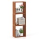Three-cube bookcase made of solid wood with an open slatted design, ideal for indoor or outdoor storage and display.