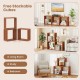Three solid wood stackable cubes with an open slatted design, ideal for storage or display in living rooms or bedrooms.