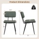 Product dimensions of a dark green dining chair with padded backrest, showcasing height, width, and weight capacity.
