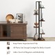 Tall 6-tier rustic brown plant stand with black metal frame, perfect for displaying plants and enhancing indoor decor.