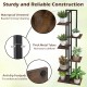 6-tier rustic brown plant stand with waterproof veneered boards and thick metal tubes for stable indoor plant display.