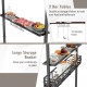 Outdoor grill gazebo featuring 2 bar tables, 10 hooks, and a large storage basket for organizing food and condiments.