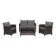 4-piece patio rattan conversation set with gray cushions, including loveseat and coffee table, perfect for outdoor.