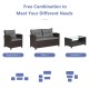 4-piece patio rattan furniture set featuring 2 single sofas, a loveseat, and a glass top coffee table for outdoor.