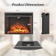 Curved recessed electric fireplace insert dimensions with remote control, designed for cozy warmth in small spaces.