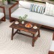Solid wood patio table with slatted tabletop, featuring a brown finish, ideal for garden or balcony use.
