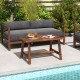 Solid wood patio table with slatted tabletop, made of pine and fir, ideal for garden or poolside use.