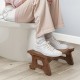 Teak wood toilet stool with non-slip foot pads, designed for comfort and stability, suitable for all ages.