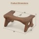 Teak wood toilet stool with arch-shaped design, 10"x6.5", features non-slip foot pads for bathroom stability.