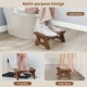 Teak wood toilet stool with non-slip foot pads, used as a footrest or step stool, designed for safety and stability.