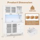 Kitchen pantry storage cabinet with LED lights, power outlets, and adjustable shelves for versatile kitchen.
