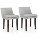 Set of 2 modern upholstered gray leisure chairs with solid rubber wood legs, ideal for living or dining rooms.