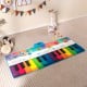 Colorful floor piano dance mat for kids with 8 instrument sounds, featuring 24 keys and anti-slip bottom for safe play.
