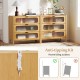 3-drawer mid-century modern chest of drawers with reeded tempered glass front, featuring an anti-tipping kit for safety.